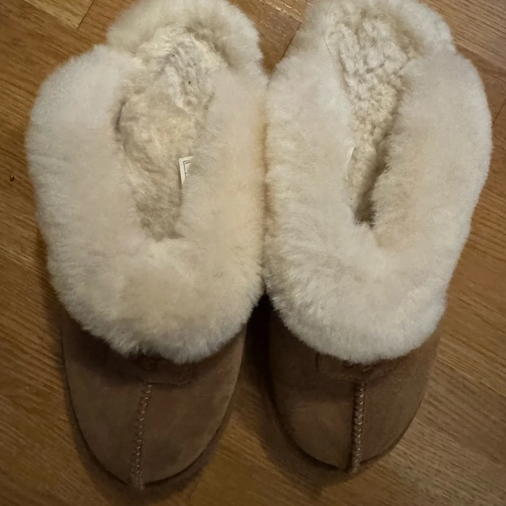 UGG Coquette Genuine Suede Leather Sheepskin Fur Slippers Chestnut 8 - Picture 5 of 8